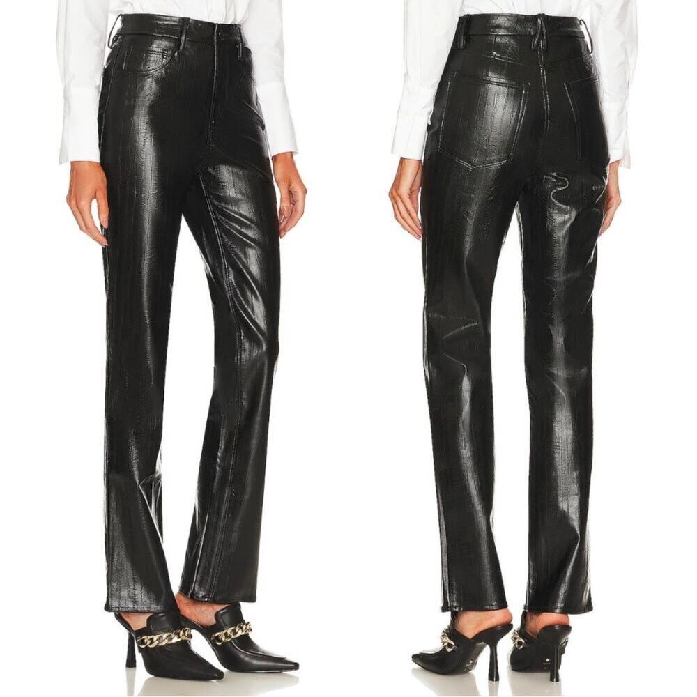 Good American NWT Black Better Than Leather Good Icon Pants - size 2/26